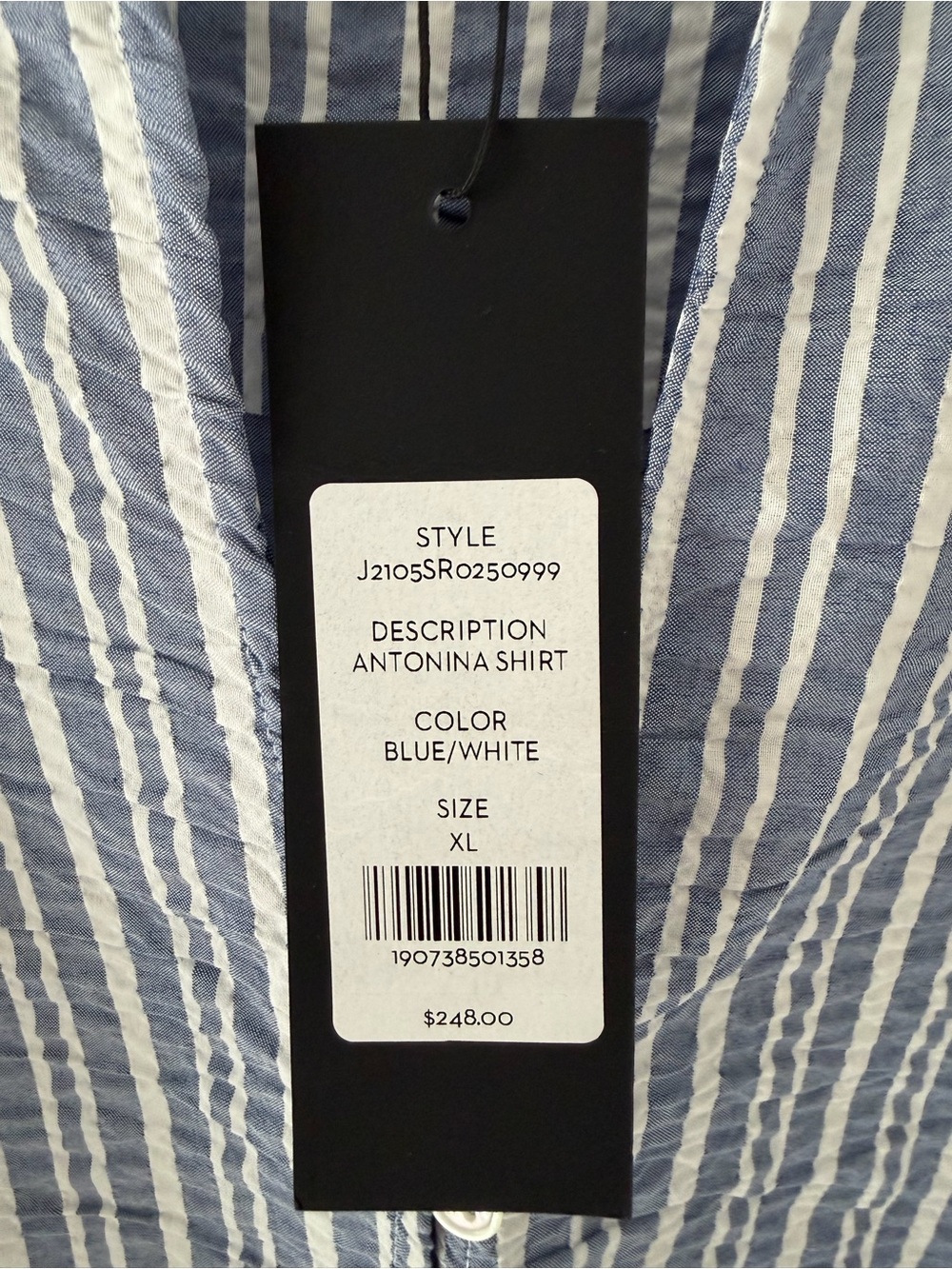 NWT - Antonina Sleeveless Blue & White Striped Shirt (XL) - Picture 9 of 12
